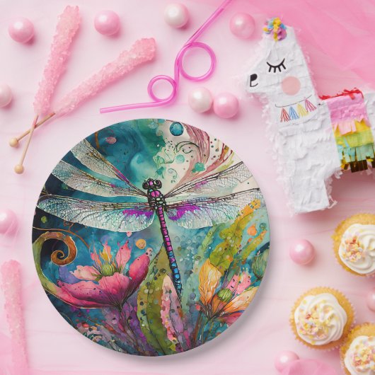 Assiettes En Carton Dragon d'encre et d'aquarelle de stylet (Fête)