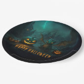 Assiettes En Carton Dragon d'Halloween mignon avec Citrouilles effraya (Angle)