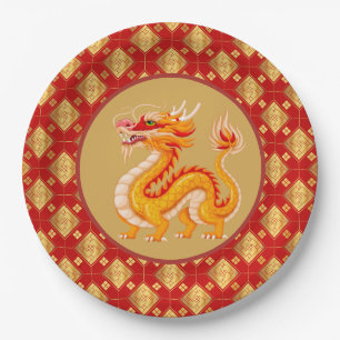 Assiettes En Carton Dragon d'or 2024