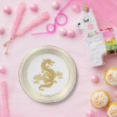 Assiettes En Carton Dragon d'or du Nouvel An chinois (Fête)