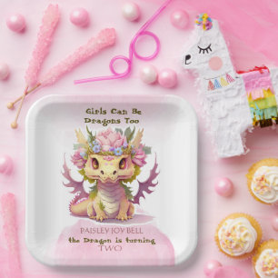 Assiettes En Carton Dragon fille de deux ans