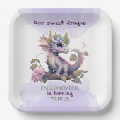 Assiettes En Carton Dragon fille de trois ans (Recto)