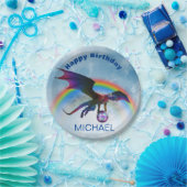 Assiettes En Carton Dragon Joyeux Anniversaire nom Rainbow Imaginaire (Fête)