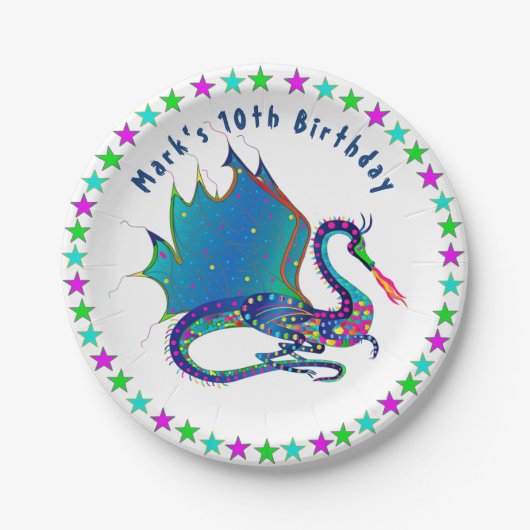 Assiettes En Carton Dragon mystique dans la collection de kaléidoscope (Devant)