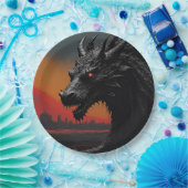Assiettes En Carton Dragon Noir : Art Rétro Exquis (Fête)