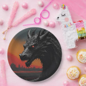 Assiettes En Carton Dragon Noir : Art Rétro Exquis (Fête)
