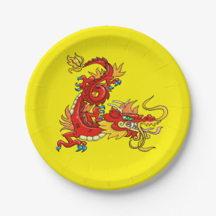Assiettes En Carton Dragon oriental