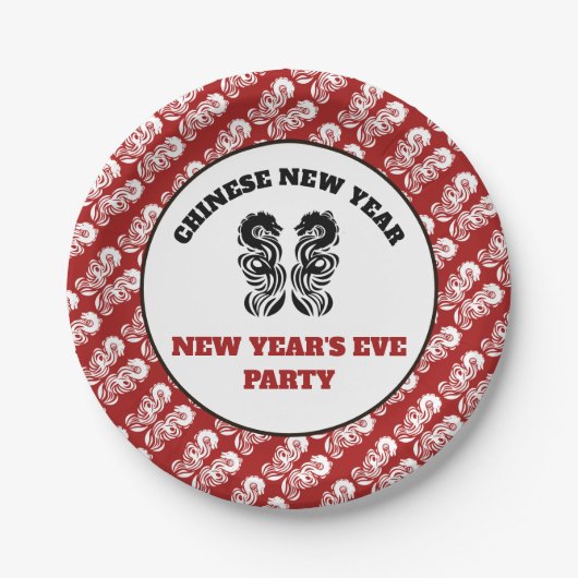 Assiettes En Carton Dragon oriental chinois du Nouvel An (Devant)