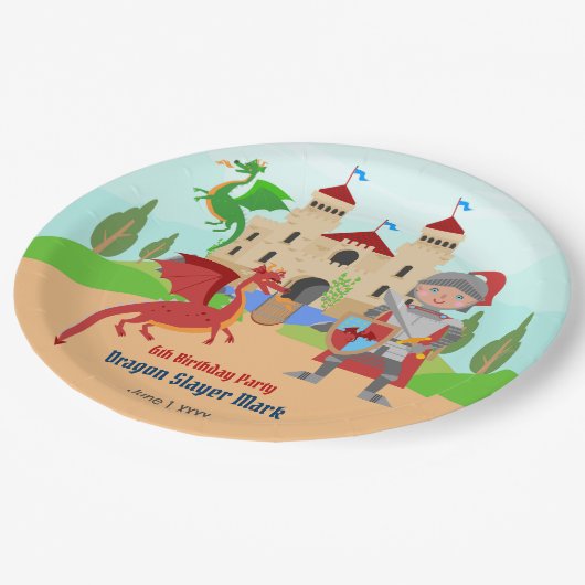 Assiettes En Carton Dragon Slayer Knight Boy fête d'anniversaire (Angle)