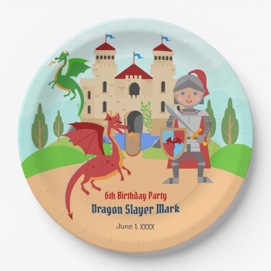 Assiettes En Carton Dragon Slayer Knight Boy fête d'anniversaire (Devant)