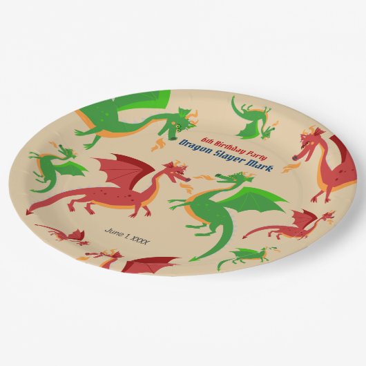Assiettes En Carton Dragon Slayer Knight Boy fête d'anniversaire (Angle)