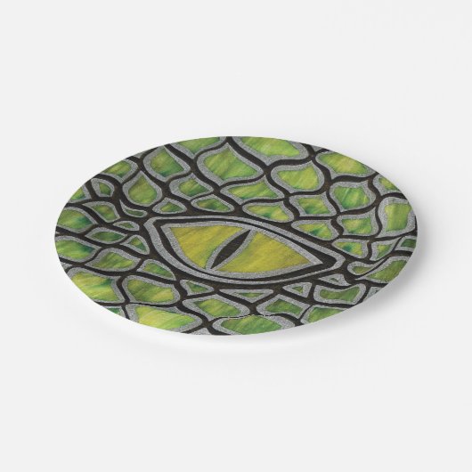 Assiettes En Carton Dragon vert (Angle)