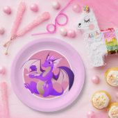Assiettes En Carton Dragon violet de dessin animé avec Plaques de papi (Fête)