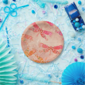 Assiettes En Carton Dragonflies Boho en rose (Fête)