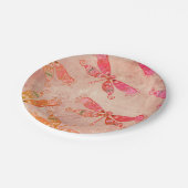 Assiettes En Carton Dragonflies Boho en rose (Angle)