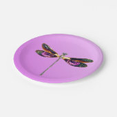 Assiettes En Carton Dragonfly - argent, or, violet sur violet (Angle)