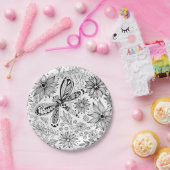 Assiettes En Carton Dragonfly et doodle de fleurs (Fête)