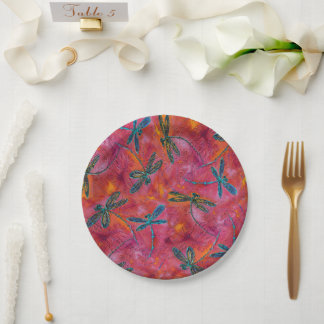 Assiettes En Carton Dragonfly Hot Fuchsia rose