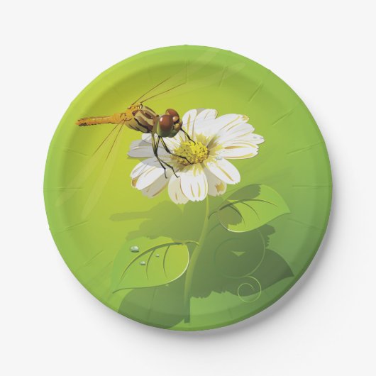 Assiettes En Carton Dragonfly On A Flower Paper Plates (Devant)