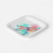 Assiettes En Carton Dragonfly rouge sur l'arrière - plan aquarelle (Angulaire)