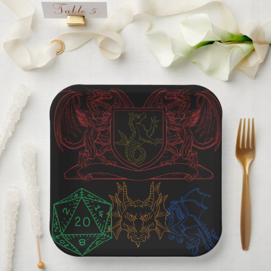 Assiettes En Carton Dragons avec dés (Mariage)