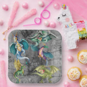 Assiettes En Carton Dragons dans un coin (Fête)