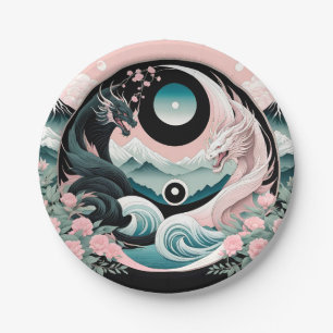 Assiettes En Carton Dragons Floral Montagne Rose Sauge Teal