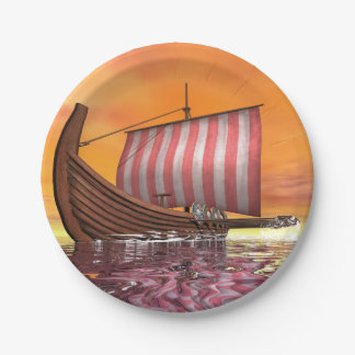 Assiettes En Carton Drakkar ou bateau de Viking - 3D rendent