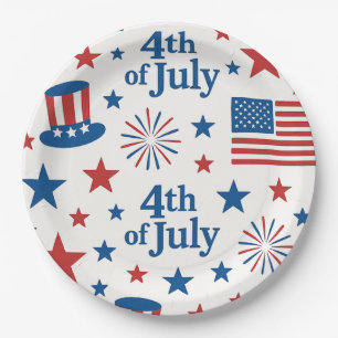 Assiettes En Carton Drapeau 4 juillet USA Parti patriotique