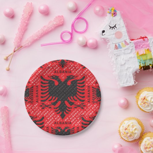 Assiettes En Carton Drapeau albanais motif 2 (Fête)