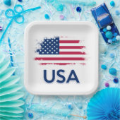 Assiettes En Carton Drapeau américain (Fête)