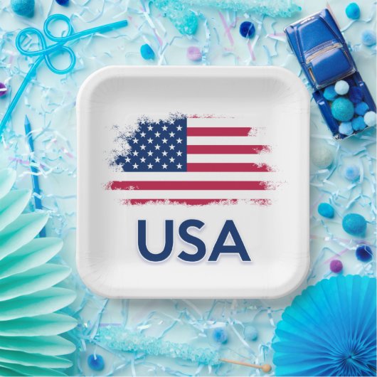 Assiettes En Carton Drapeau américain (Fête)