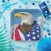 Assiettes En Carton Drapeau Américain Avec Aigle Bald (Fête)