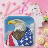 Assiettes En Carton Drapeau Américain Avec Aigle Bald (Fête)