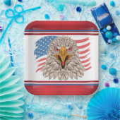 Assiettes En Carton Drapeau américain avec plaque de papier aigle (Fête)