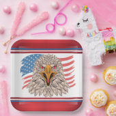 Assiettes En Carton Drapeau américain avec plaque de papier aigle (Fête)