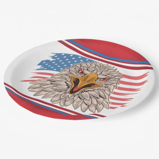 Assiettes En Carton Drapeau américain avec plaque de papier aigle (Angle)