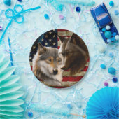 Assiettes En Carton Drapeau américain des loups (Fête)