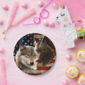 Assiettes En Carton Drapeau américain des loups (Fête)
