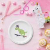 Assiettes En Carton Drapeau américain Dinosaure Skate (Fête)
