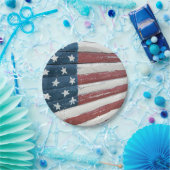 Assiettes En Carton Drapeau américain en bois de vacances (Fête)