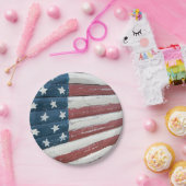 Assiettes En Carton Drapeau américain en bois de vacances (Fête)