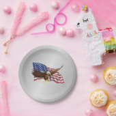 Assiettes En Carton Drapeau américain et argent d'aigle (Fête)
