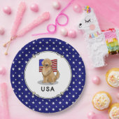 Assiettes En Carton Drapeau américain Golden Retriever Chien Patriotiq (Fête)