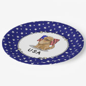 Assiettes En Carton Drapeau américain Golden Retriever Chien Patriotiq (Angle)