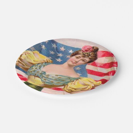 Assiettes En Carton Drapeau américain Lady Liberty Independence (Angle)