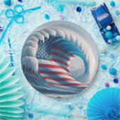 Assiettes En Carton Drapeau américain Ocean Wave (Fête)