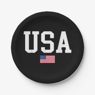 Assiettes En Carton Drapeau Américain Patriotique USA Pour Hommes Femm
