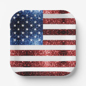 Assiettes En Carton Drapeau américain rouge et bleu parties scintillan (Recto)