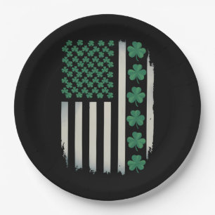 Assiettes En Carton Drapeau américain Shamrocks St Patricks Day Amériq